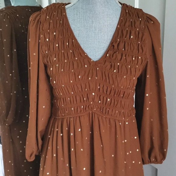 Brown Polka Dot Maxi Dress - Picture 3 of 7